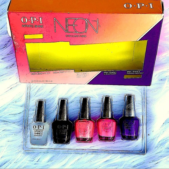 NEW OPI Mini Box Set of Neon Color Nail Polish Complete with Primer & Gloss Coat - Picture 6 of 13